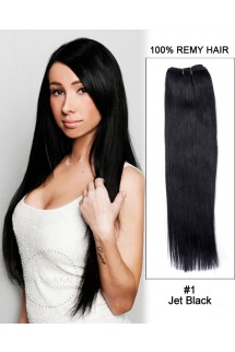 18” Yaki Straight Brazilian Remy Hair Weave Weft Human Hair Extension-#1 Jet Black 18” Yaki Straight Brazilian Remy Hair Weave Weft Human Hair Extension-#1 Jet Black